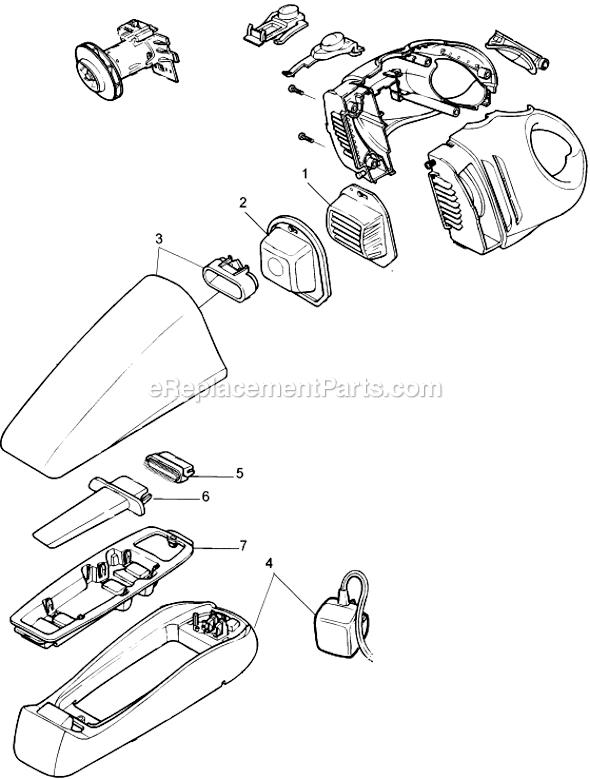 Page A Diagram and Parts List for V4820  Black and Decker Hand Vacuum